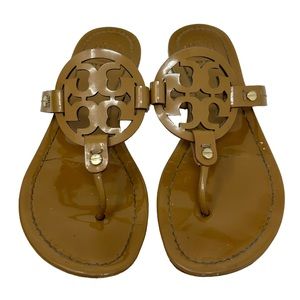 Tory Burch Womens Miller Brown Leather Slip On Flip Flop Sandals Size US 7 M